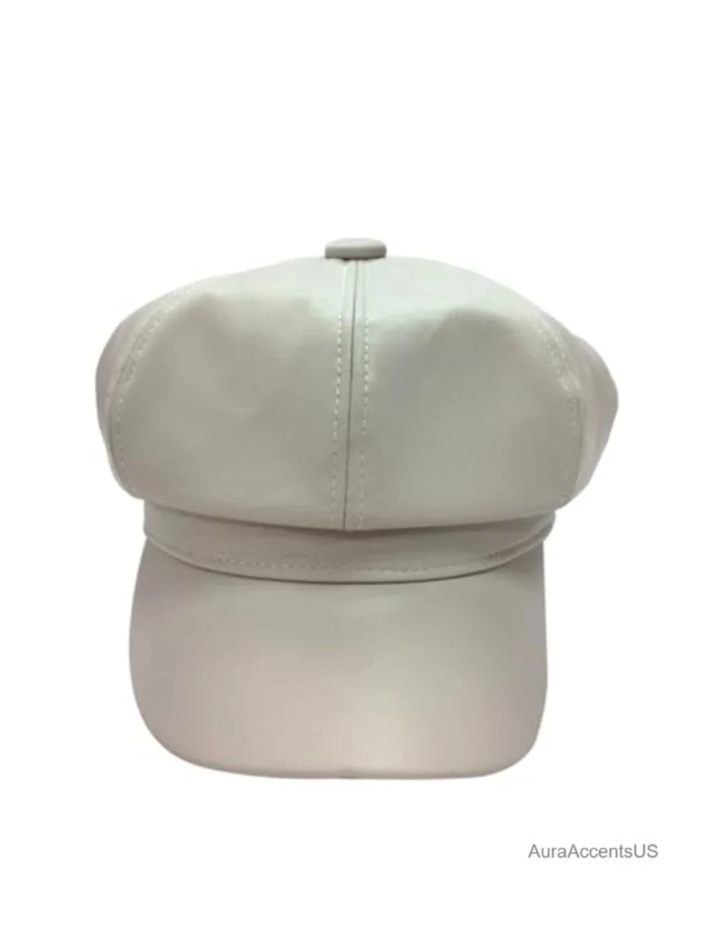 8 Panel Newsboy Cap PU Leather Visor Beret Cabbie Hat